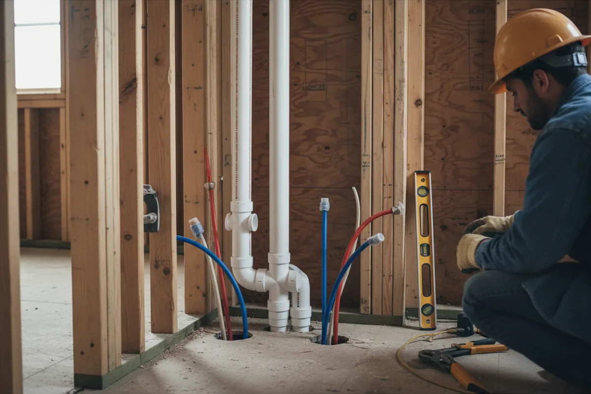Drain and supply rough-in during Garbage Disposal Repair in Middle Grove